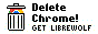 Pixel art of the Google Chrome logo in a trash can with the text 'Delete Chrome! Get Librewolf.'